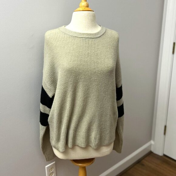 John + Jenn Super Soft Varsity Striped Crewneck Cropped Sweater Sz S - Picture 3 of 13